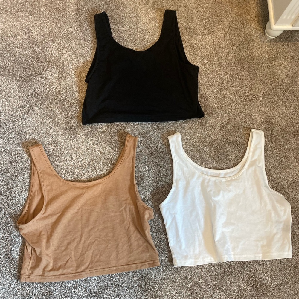 3 neutral colored cropped tank tops from Shein (never worn)